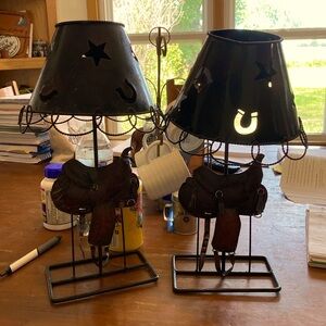 Pair of saddle candle holders never been used just stored away